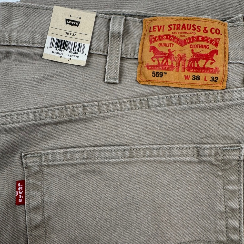 NEW! Levi's 559 Relaxed Straight Jeans Mens 38x32 Tan Khaki Stretch Denim NWT